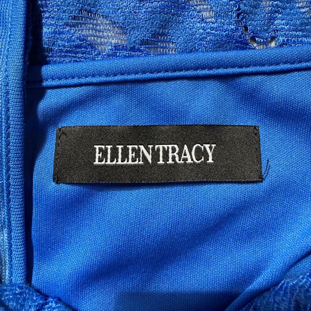 Small Ellen Tracy Blue Lace Sheath Dress - Petite - Office, Occasion, Spring - Picture 7 of 9